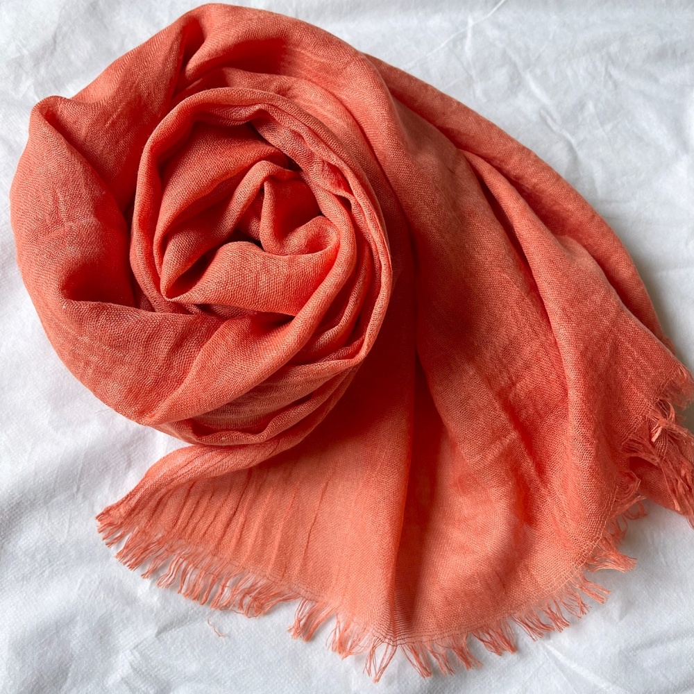 Scarf, Orange Scarf, Large Cotton Summer Shawl, Soft Wrap, Women Accessories